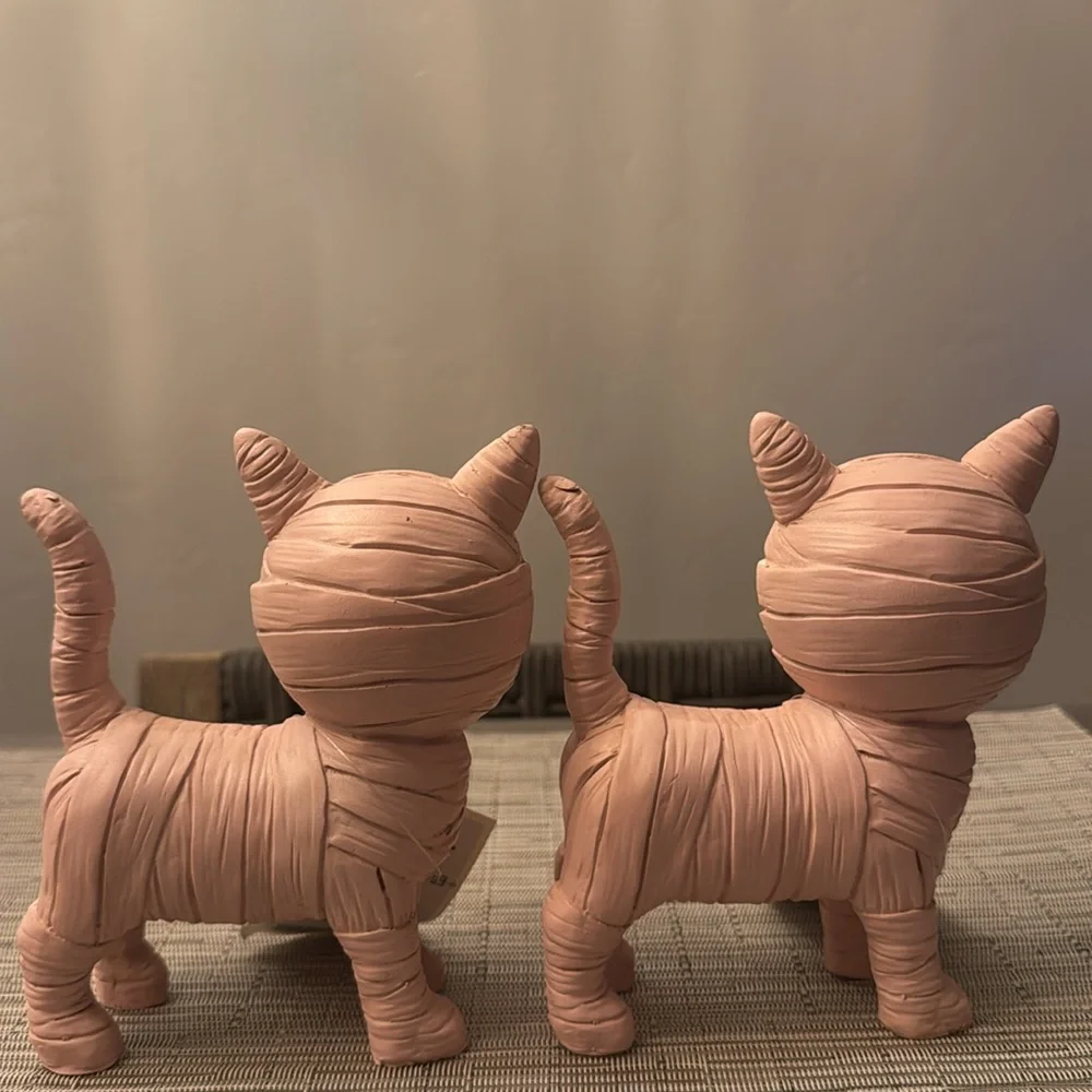 Mummy Cat Figurine Set - Pink